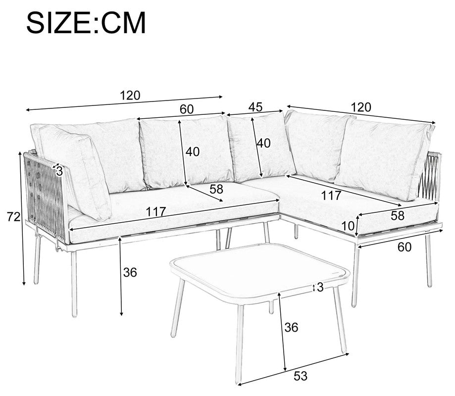 Ryeax 3-Piece Patio Lounge Set