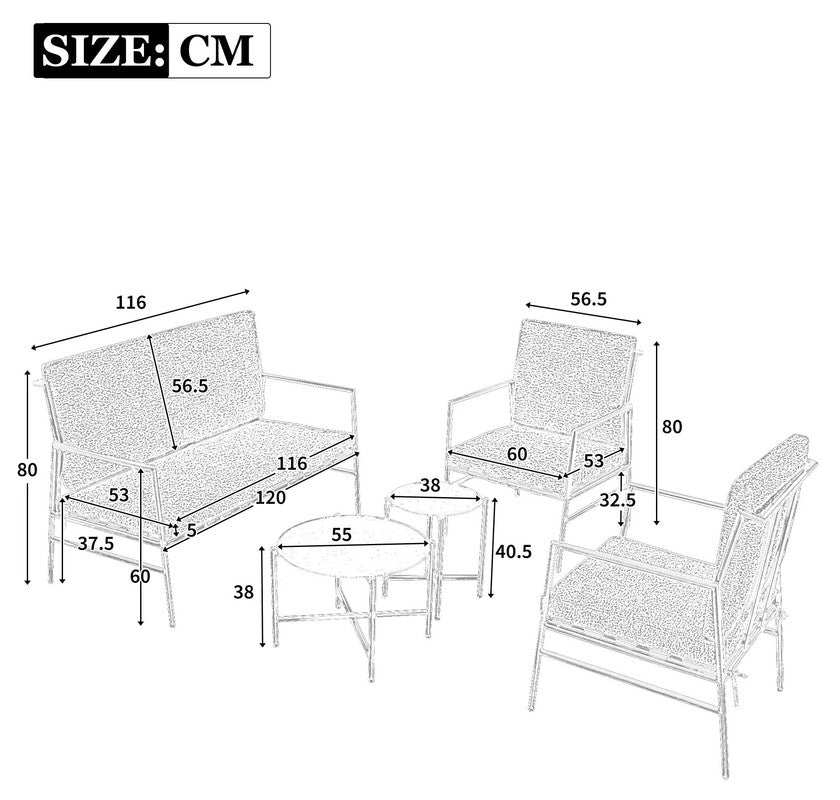 Flocks 5-Piece Patio Lounge Set